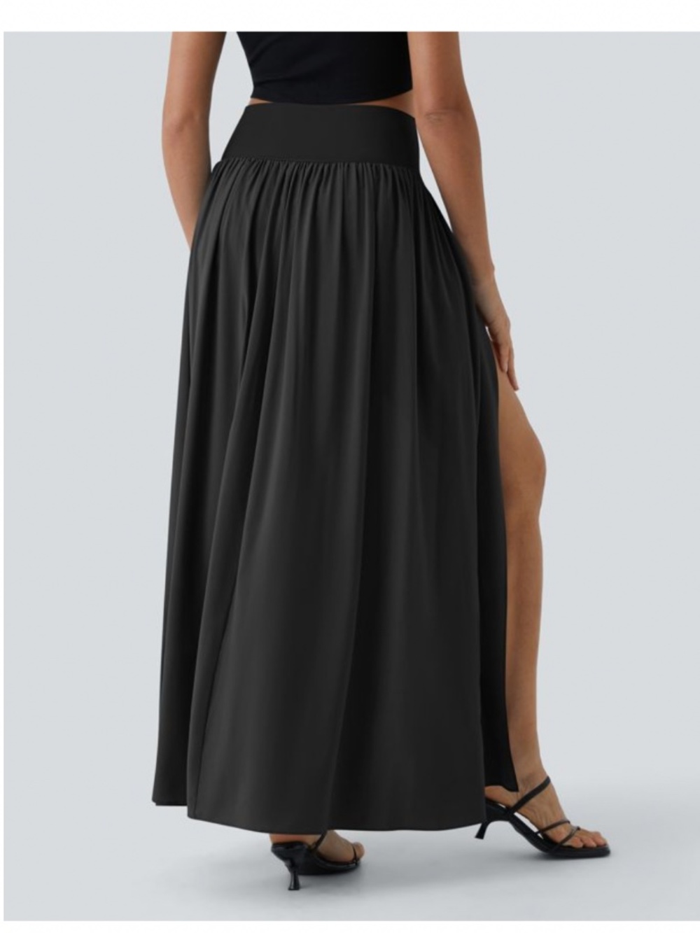 HALARA High Waisted Split 2-in-1 Flowy Quick Dry Maxi Casual Skirt - Picture 2 of 6